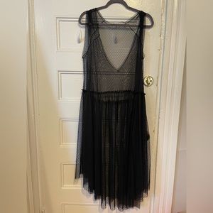 Black oversized sheer baby doll dress with demi-sleeves